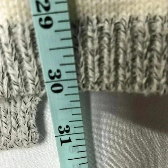 Baciano Womens Cardigan L Gray & White Open Front Long Lines Ribbed Cuffs & Hem - Picture 9 of 10